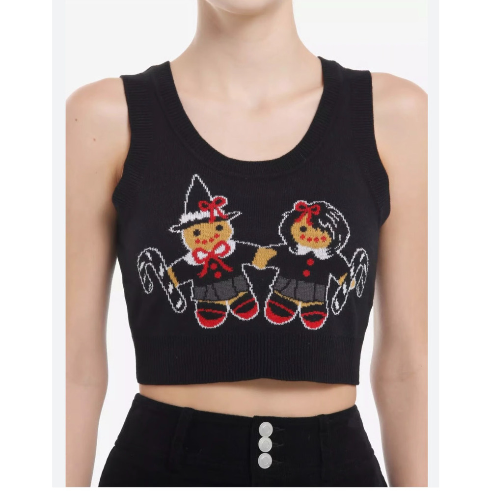 Social Collision Women's Goth Gingerbread Knit Tank Top Size XL
